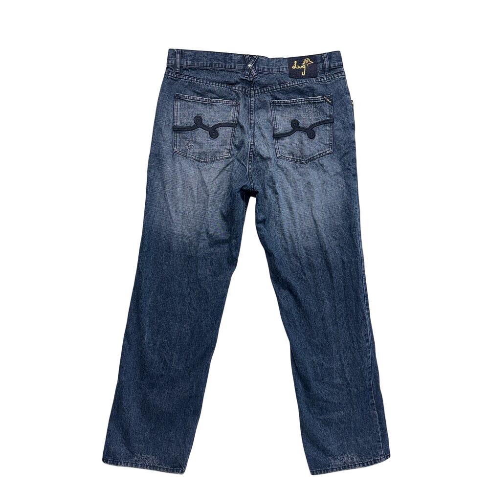 Vintage LRG Jeans Mens 36x33 Relaxed Fit Straight Dark Wash Denim Hong Kong 90s